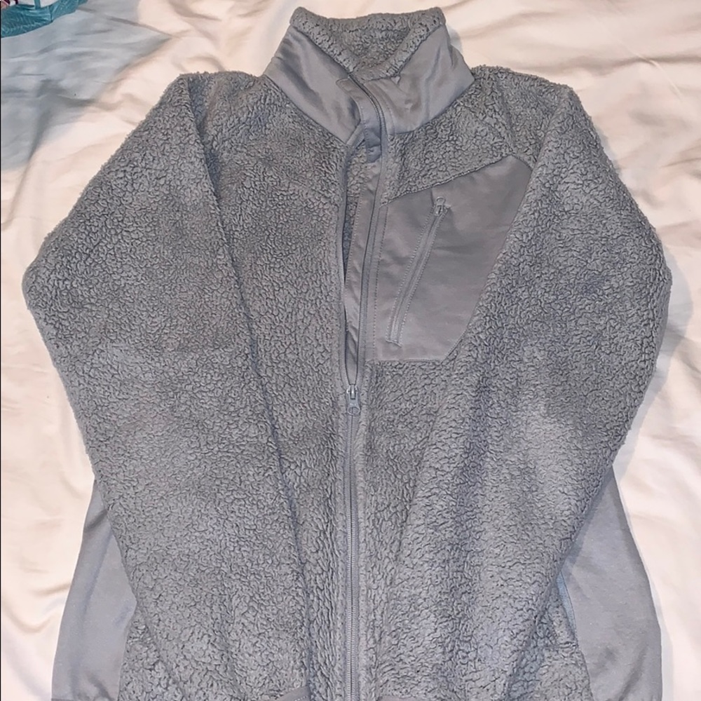 Grey Fuzzy Columbia Zip Up Jacket